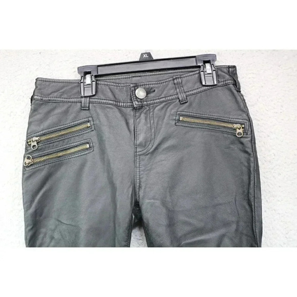 Free People Women's Faux Leather Biker Style Pants-Size 2-Pockets-Skinny Jeans - Picture 3 of 8
